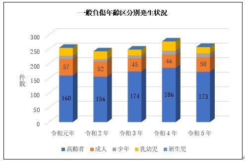 一般負傷年齢区分別発生状況の画像