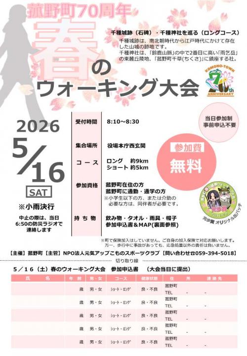 春のウォーキング大会チラシ